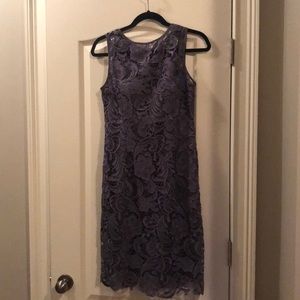 Adrianna papell silver/gray lace sheath dress